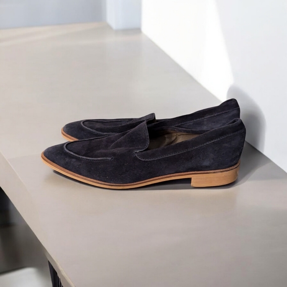 Italian Leather Navy Loafers - Picture 2 of 5